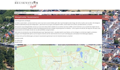 Screenshot des Heusenstammer Mängelmelders.