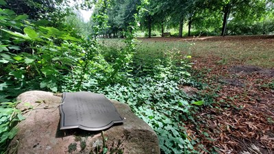 Der Gedenkstein zum Fliegerabsturz in der Schlossallee.