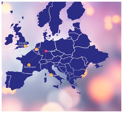Heusenstamm und die Partnerstädte in Europa.