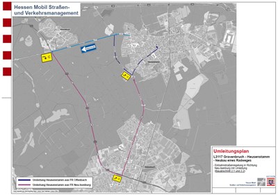 Umleitung (Karte: Hessen Mobil Straßen und Verkehrsmanagement)