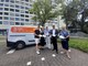 V.l.: Philipp Türmer (Ausgabeleiter Tafel Heusenstamm), Christine Sparr (Geschäftsführerin Tafel Offenbach/Heusenstamm), Günter Broßmann (Vorstandsmitglied Bürger*innen-Stiftung), Erster Stadtrat Uwe Michael Hajdu, Manfred Barth (Vorstandsvorsitzender Bürger*innen-Stiftung).